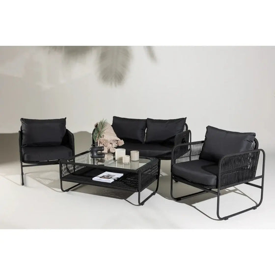 Utah Loungehavesæt med loungesofa, 2 stk. hvilestol og loungebord