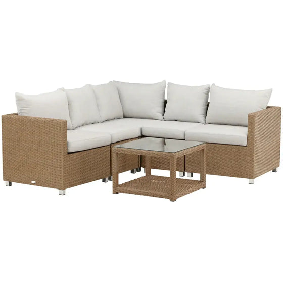 Vamos Loungehavesæt med sofa og loungebord natur