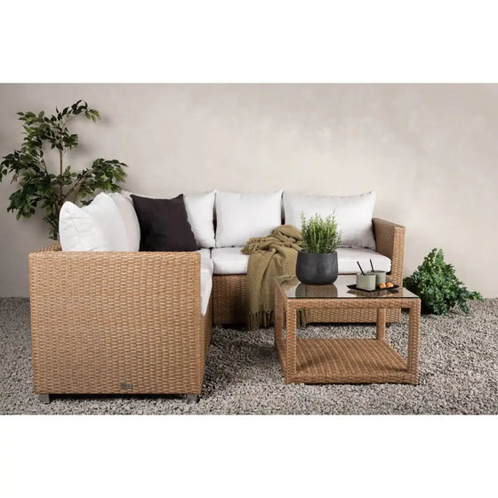 Vamos Loungehavesæt med sofa og loungebord natur