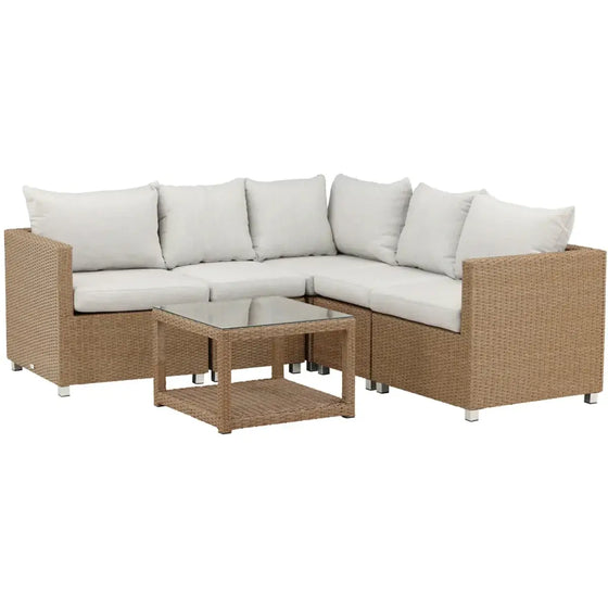 Vamos Loungehavesæt med sofa og loungebord natur