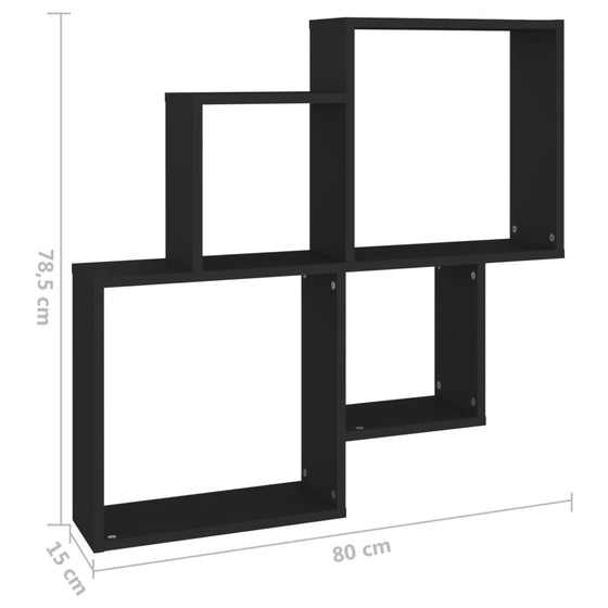 Vægreol 80 x 15 x 78,5 cm Sort