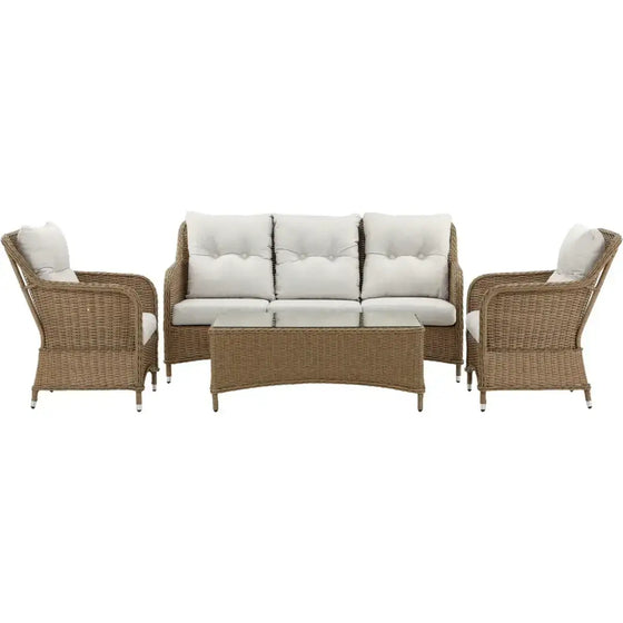 Vikelund Loungehavesæt med loungesofa, 2 stk. loungehvilestole og loungebord