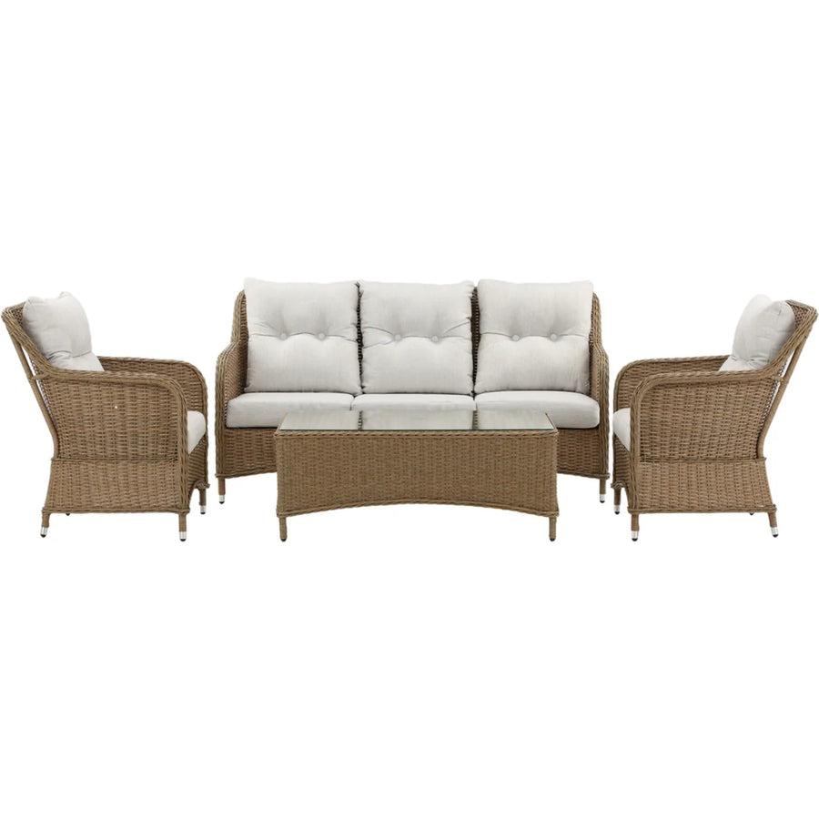 Vikelund Loungehavesæt med loungesofa, 2 stk. loungehvilestole og loungebord