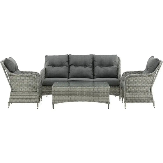 Vikelund Loungehavesæt med loungesofa, 2 stk. loungehvilestole og loungebord