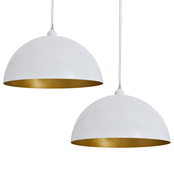 Loftslampe Halvkugle 2 Stk. Højdejusterbar Hvid