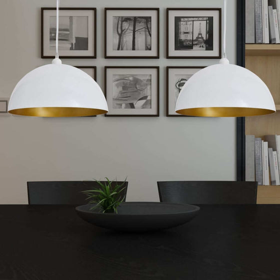 Loftslampe Halvkugle 2 Stk. Højdejusterbar Hvid