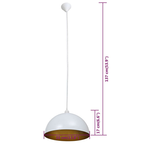 Loftslampe Halvkugle 2 Stk. Højdejusterbar Hvid