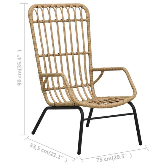 Loungestol Polyrattan Lysebrun