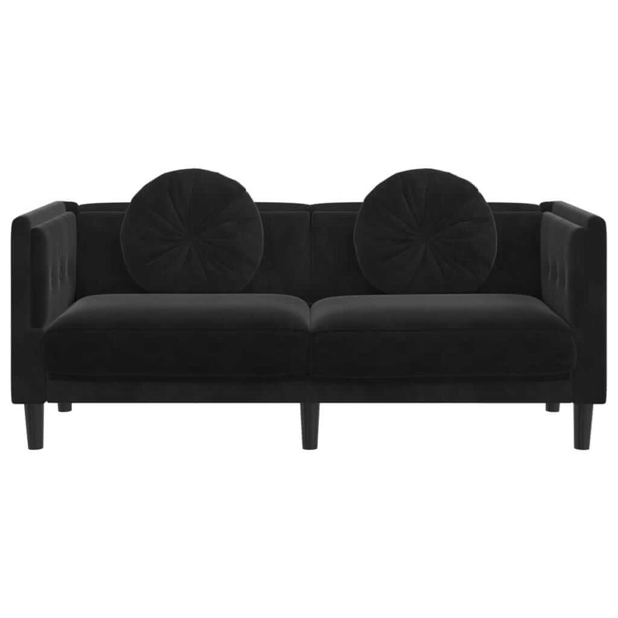 Sofa 2 Pers. Med Hynder Velour Sort