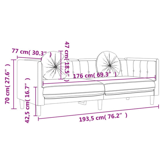 Sofa 3 Pers. Med Hynder Velour Sort
