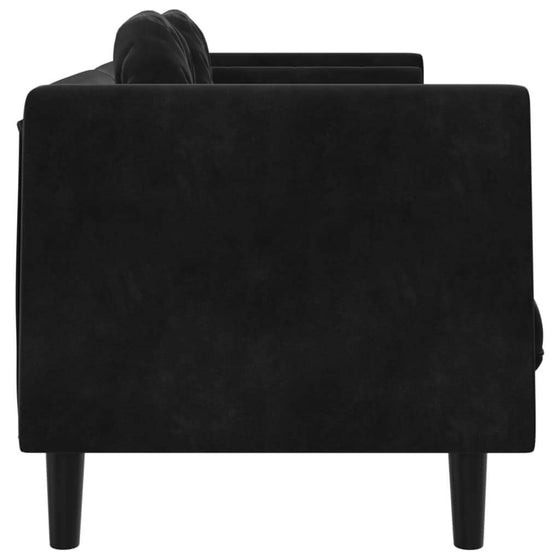 Sofa 3 Pers. Med Hynder Velour Sort