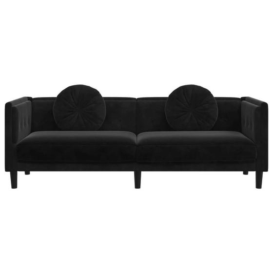 Sofa 3 Pers. Med Hynder Velour Sort
