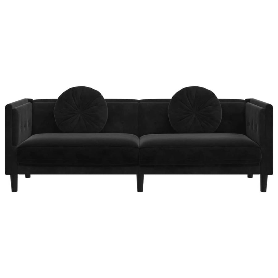 Sofa 3 Pers. Med Hynder Velour Sort