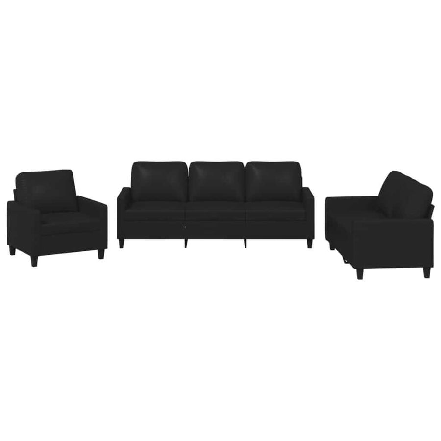 Sofasæt 3 Dele Med Hynder Kunstlæder Sort