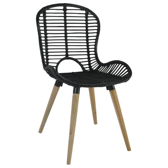 Spisebordsstole 2 Stk. Naturlig Rattan Sort