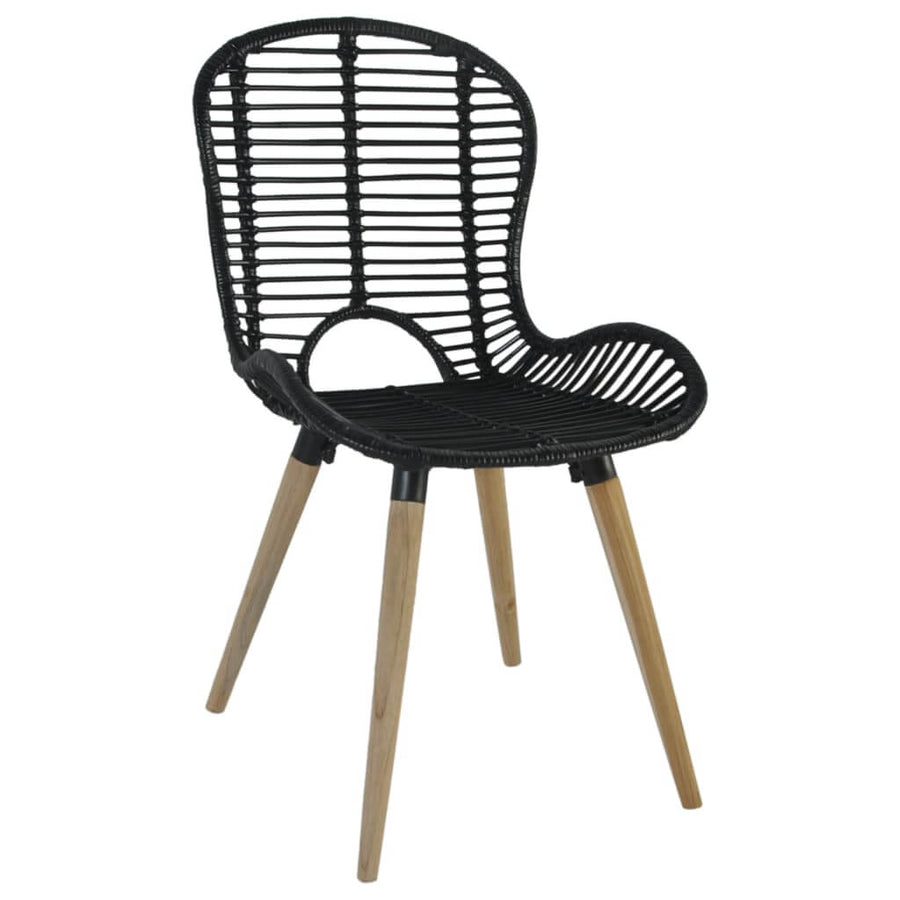 Spisebordsstole 2 Stk. Naturlig Rattan Sort