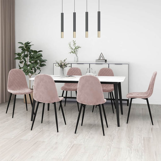 Spisebordsstole 6 Stk. Velour Lyserød