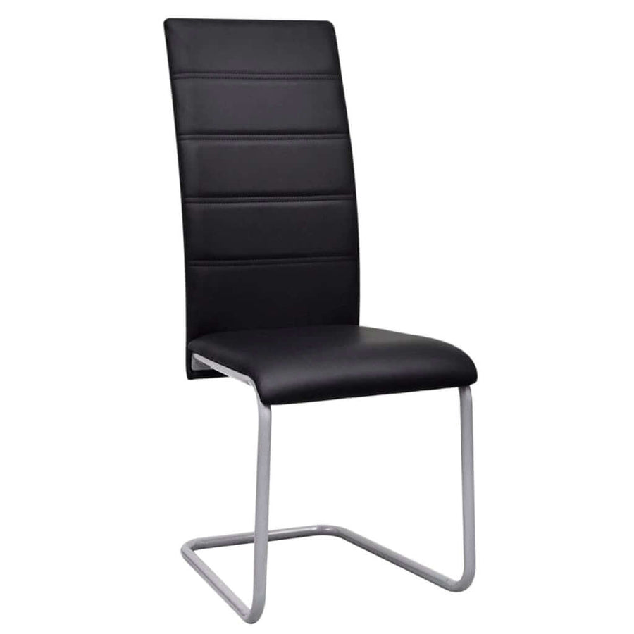 Spisebordsstole Med Cantilever 4 Stk. Sort Læder