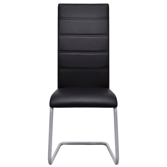 Spisebordsstole Med Cantilever 4 Stk. Sort Læder