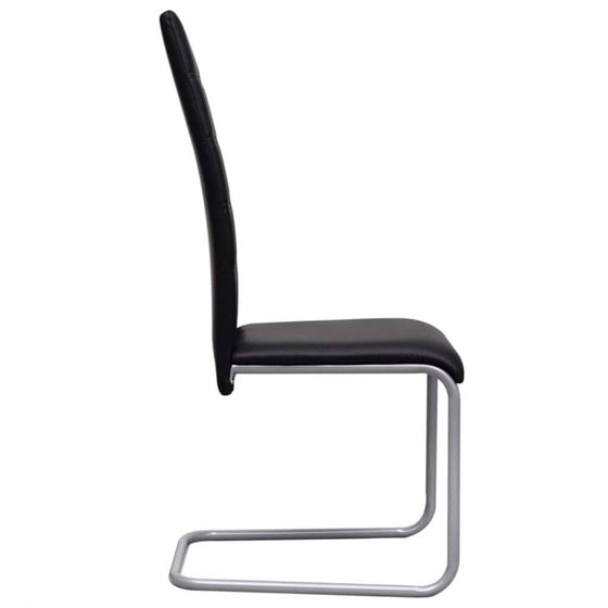 Spisebordsstole Med Cantilever 4 Stk. Sort Læder
