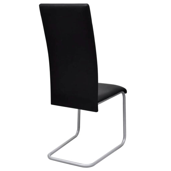 Spisebordsstole Med Cantilever 4 Stk. Sort Læder
