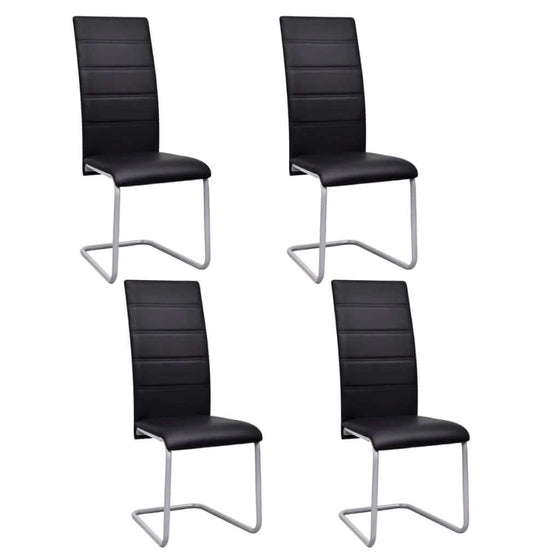 Spisebordsstole Med Cantilever 4 Stk. Sort Læder