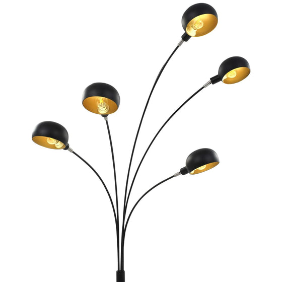 Standerlampe 200 cm 5 x E14 Sort/Guld