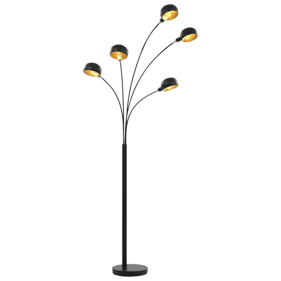 Standerlampe 200 cm 5 x E14 Sort/Guld